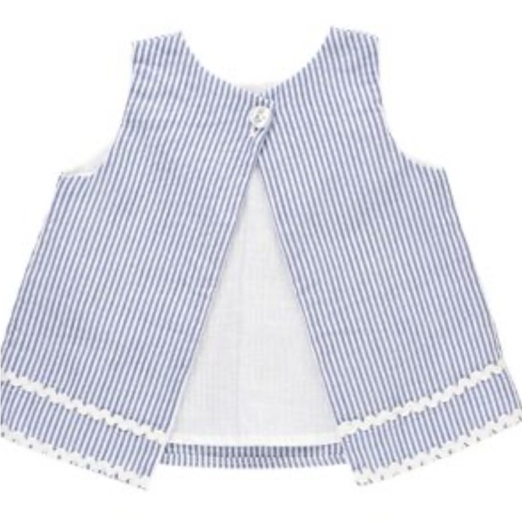RuffleButts Girls Seersucker Ric Rac Open Back Swing Top size 6-12 months. - Picture 6 of 7